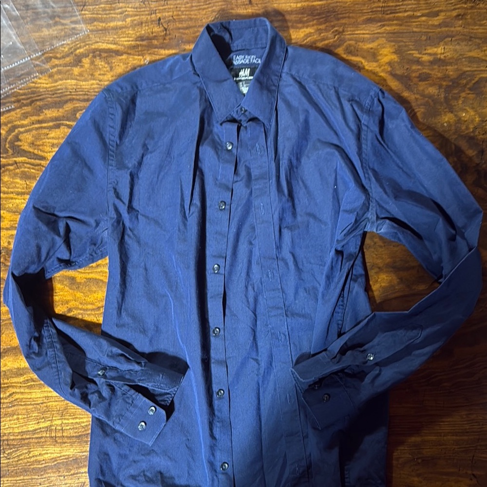 H&M Navy Blue Button-Up Shirt